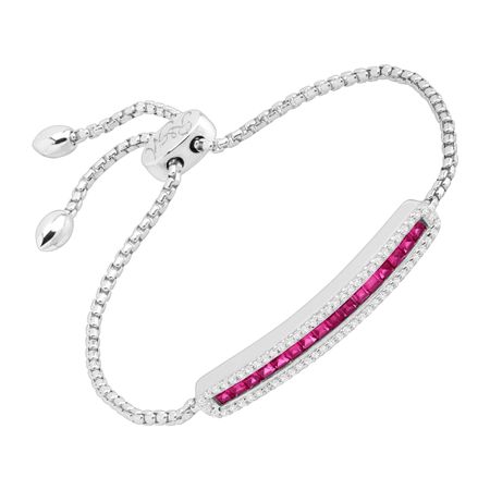Ruby & White Sapphire Bolo Bracelet