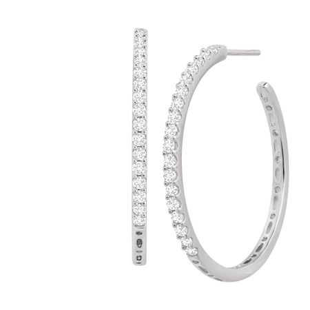 White Sapphire Hoop Earrings