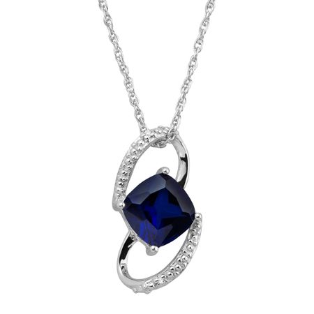 1 1/2 ct Sapphire Deco Pendant with Diamonds