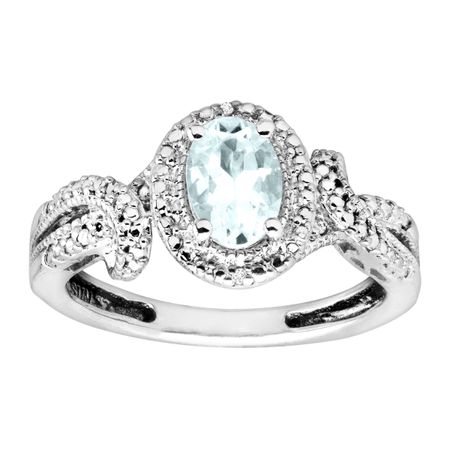 3/4 ct Aquamarine Ring with Diamonds