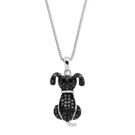 1/6 ct Black & White Diamond Dog Pendant