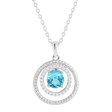 White & Blue Topaz Ringed Floater Pendant