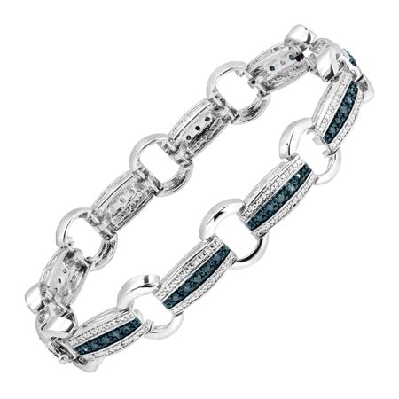 1 ct Blue & White Diamond Link Bracelet