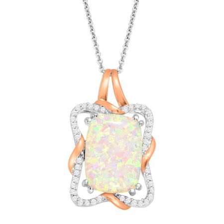 Opal & White Sapphire Ribbon Pendant