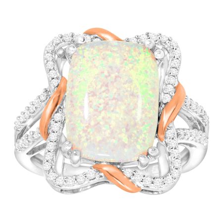 Opal & White Sapphire Ribbon Cocktail Ring