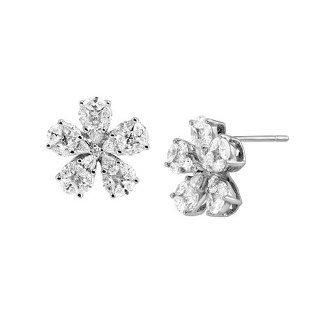 2 1/4 ct Diamond Flower Stud Earrings
