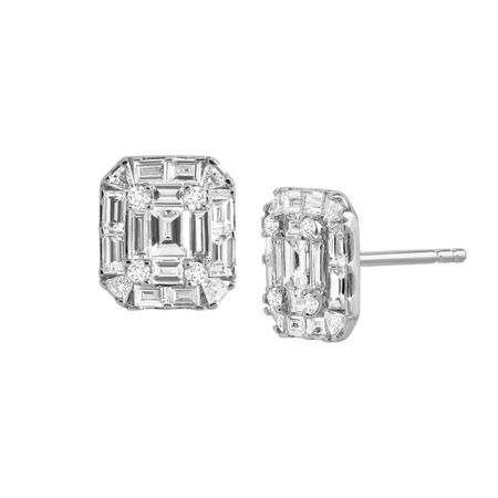1 1/4 ct Diamond Tile Stud Earrings