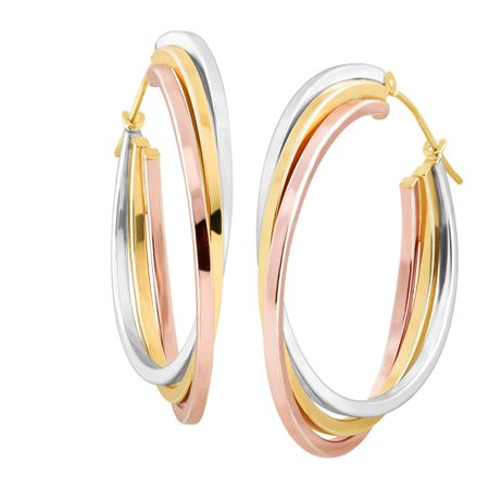Stacked Three-Tone Hoop Earrings