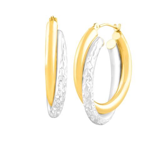 Dual Crystal-Cut Hoop Earrings