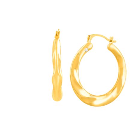 Twisted Hoop Earrings with Swarovski Crystals