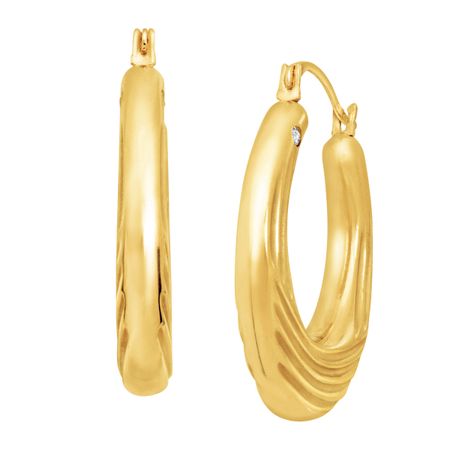Oval Lined Hoop Earring with Swarovski Crystals
