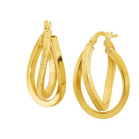 Textured Double-Oval Hoop Earrings