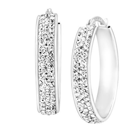 Oval Hoop Earrings with Swarovski Crystals