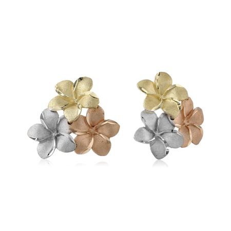 Tri-Color Caribbean Flower Stud Earrings