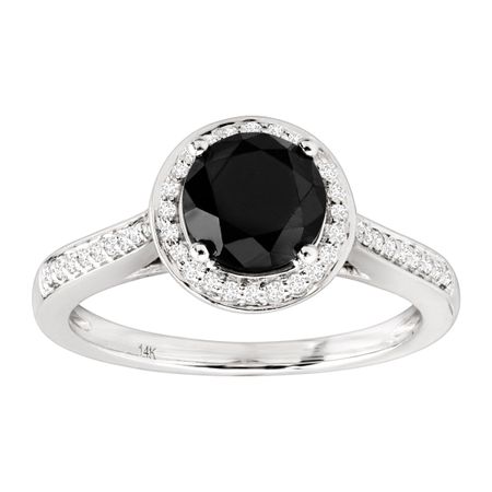 1 5/8 ct Black & White Diamond Halo Ring