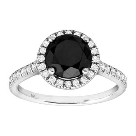 2 3/4 ct Black & White Diamond Engagement Ring