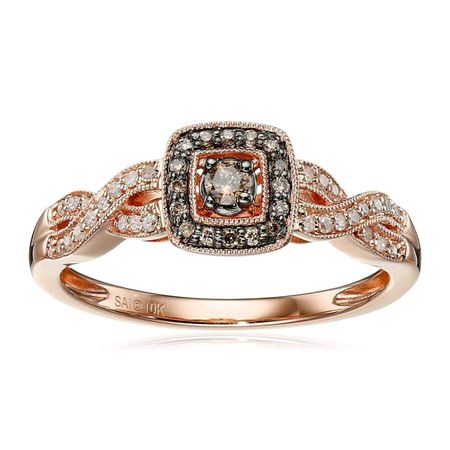1/5 ct Champagne & White Diamond Ring