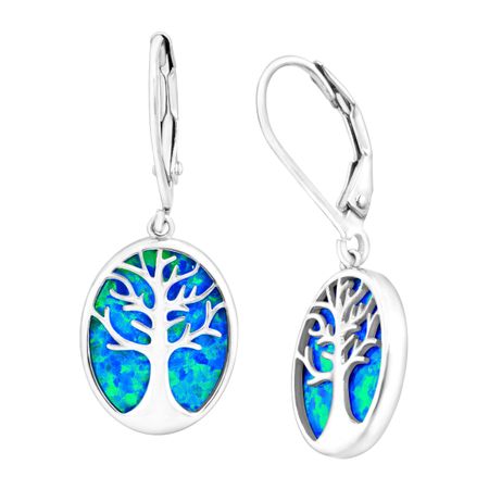 Tree of Love Blue Opal Cutout Earrings