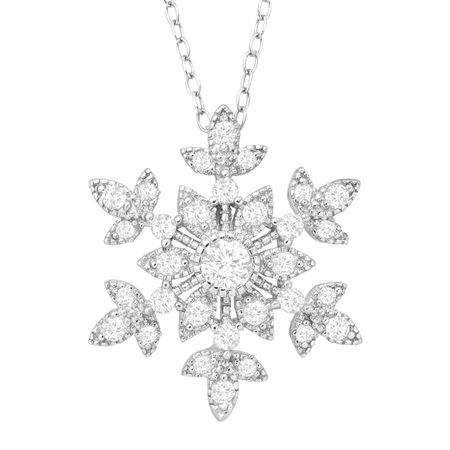 1 ct White Sapphire Snowflake Pendant