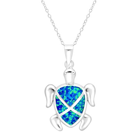 Blue Opal Turtle Pendant