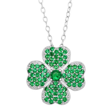 Shamrock Pendant with Green Cubic Zirconia