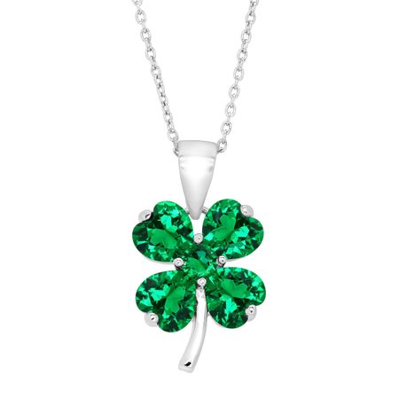 Shamrock Clover Pendant with Green Cubic Zirconia