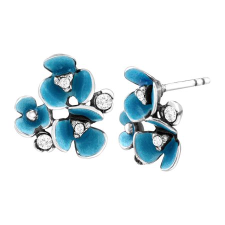 Art Nouveau Flower Stud Earrings with Swarovski Crystals