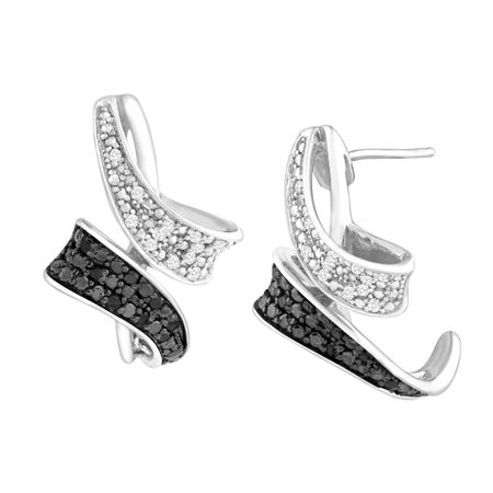 1/4 ct Black & White Diamond Half Hoop Earrings