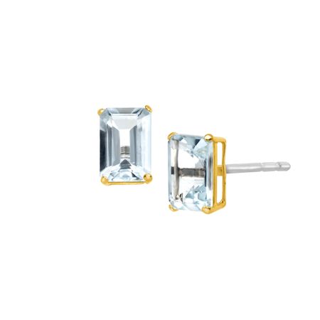 7/8 ct Aquamarine Emerald-Cut Stud Earrings