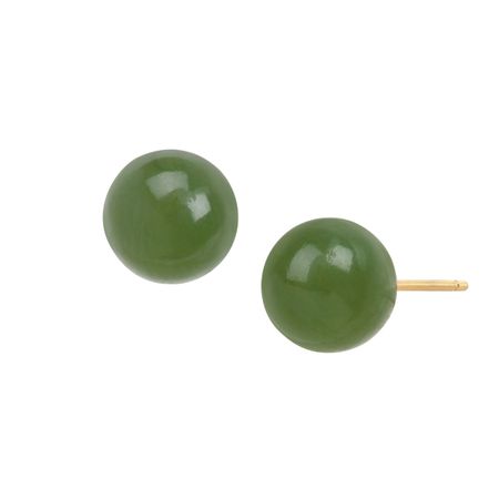 Dark Jade 8 mm Ball Stud Earrings