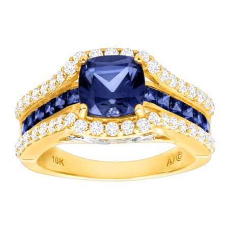 3 3/8 ct Ceylon & White Sapphire Ring