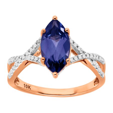 2 1/2 ct Ceylon Sapphire & 1/10 ct Diamond Marquise Ring