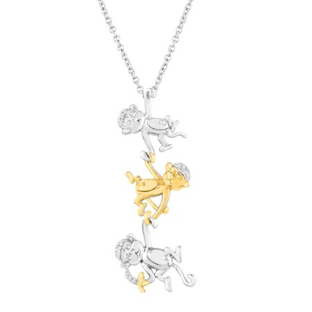 Monkey Trio Pendant with Diamonds
