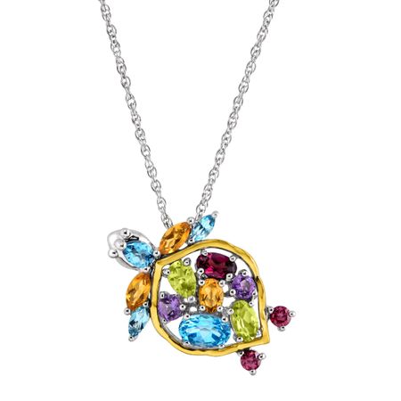 2 1/2 ct Multi-Stone Turtle Pendant