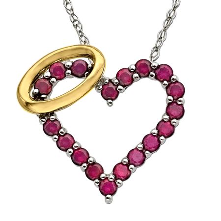 Ruby Angel Heart Pendant