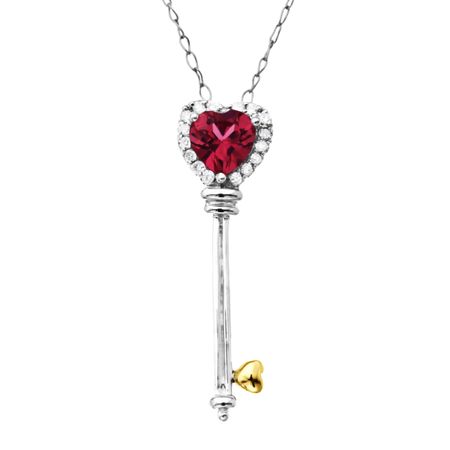 Rhodolite Garnet Key Pendant