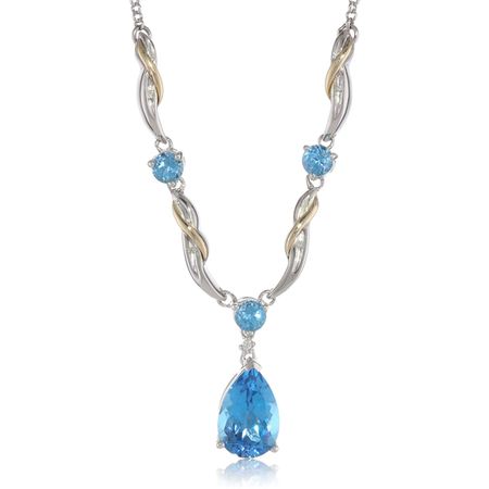 Swiss Blue Topaz Necklace with Diamonds