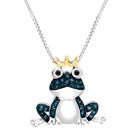 1/5 ct Blue & Black Diamond Frog Pendant