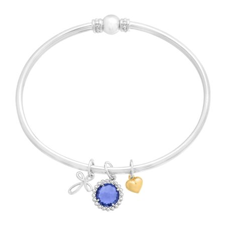 2 1/10 ct Ceylon Sapphire Cross Bangle Bracelet