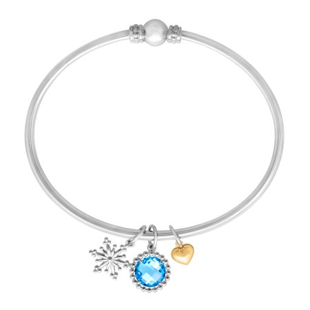 2 1/4 ct Swiss Blue Topaz Snowflake Charm Bracelet