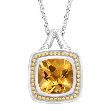 4 Ct Citrine Cushion Pendant