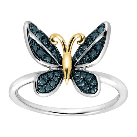 1/5 ct Blue Diamond Butterfly Ring