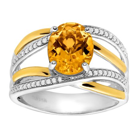 2 1/5 ct Citrine & 1/8 ct Diamond Ring