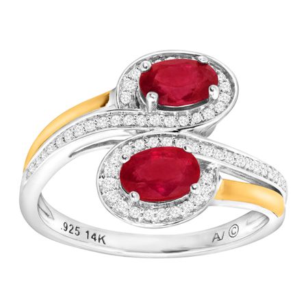 1 1/8 ct Ruby & 1/5 ct Diamond Bypass Ring