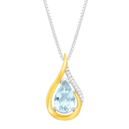 1 1/10 ct Aquamarine Teardrop Pendant with Diamonds