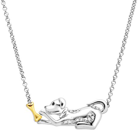 Dog & Bone Necklace with Diamonds