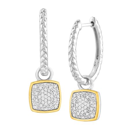 1/5 ct Diamond Drop Hoop Earrings
