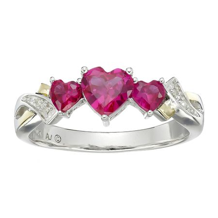 1 5/8 ct Heart-Cut Ruby Twist Ring with Diamonds