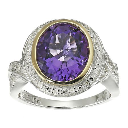 4 1/5 ct Amethyst & 1/10 ct Diamond Cocktail Ring