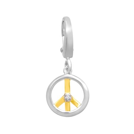Peace Sign Charm with Diamond